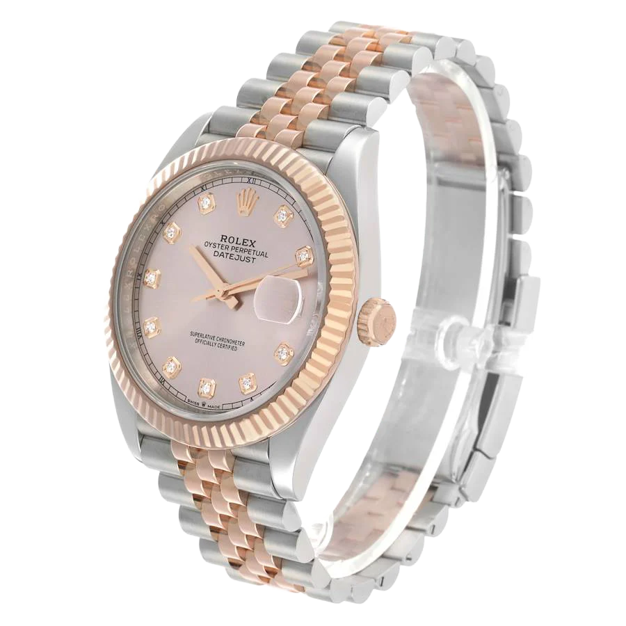 Datejust 41 Steel Everose Gold Sundust Diamond Dial Mens Watch 126331