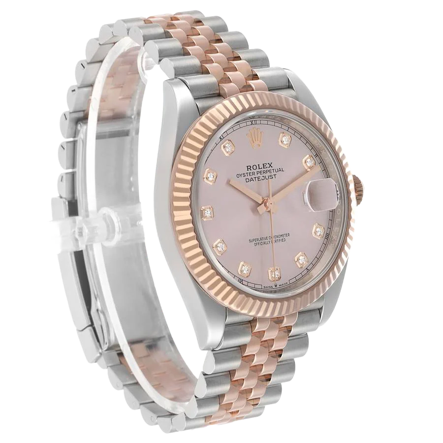 Datejust 41 Steel Everose Gold Sundust Diamond Dial Mens Watch 126331