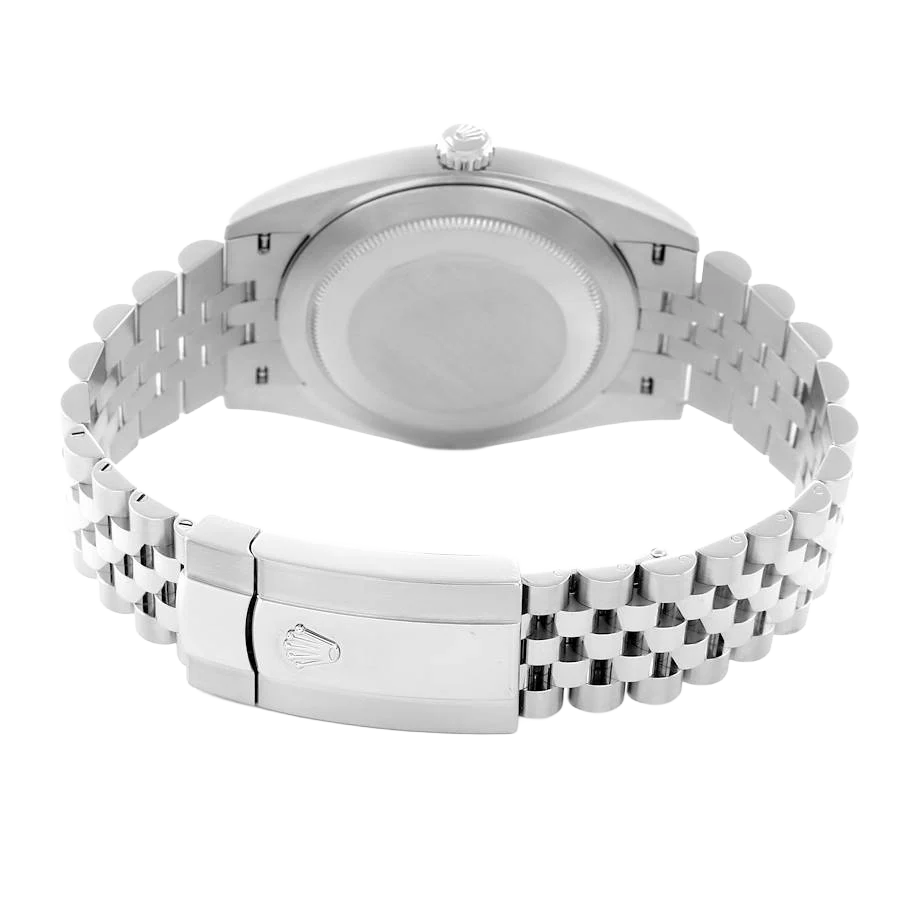 Datejust 41mm Steel White Gold Fluted Motif Dial Mens Watch 126334