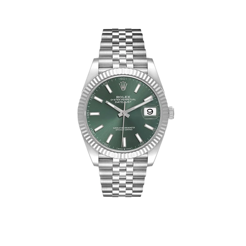 Datejust 41mm Steel White Gold Mint Green Dial Mens Watch 126334