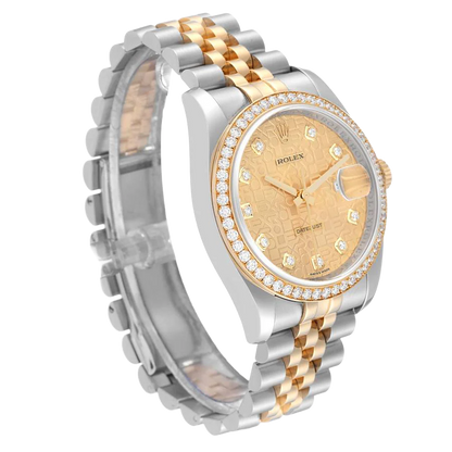 Datejust 36mm Champagne Jubilee Diamond Dial Watch 116243