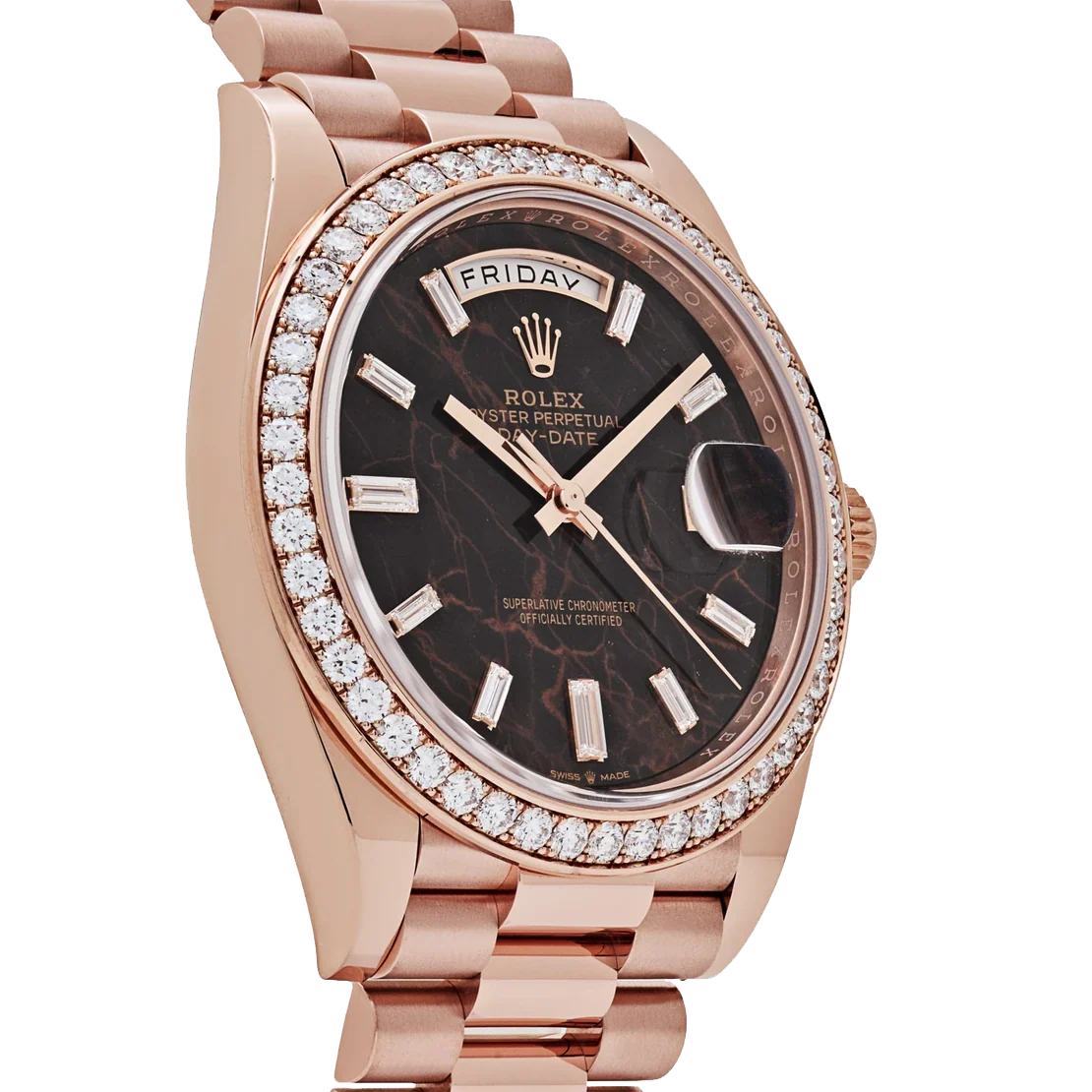 Day-Date 40 228345RBR Rose Gold Eisenkiesel Diamond Dial Diamond Bezel