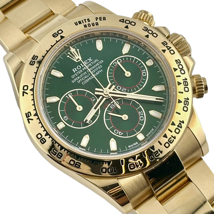 Daytona 40mm Yellow Gold John Mayer Green Dial Mens Watch 116508