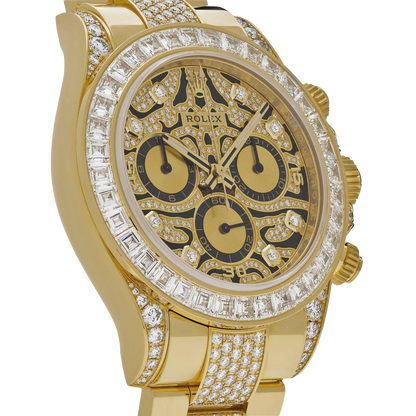 Daytona Eye of the Tiger 116598TBR Yellow Gold Diamond Dial with Diamond Bracelet (Super Clone)