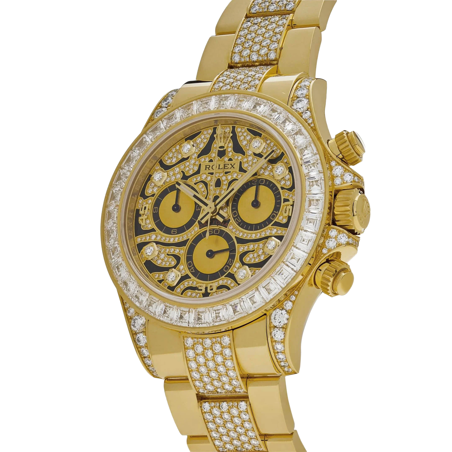 Daytona Eye of the Tiger 116598TBR Yellow Gold Diamond Dial with Diamond Bracelet (Super Clone)