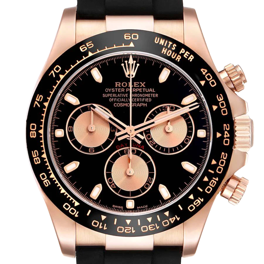 Daytona 40mm Rose Gold Oysterflex Mens Watch 116515LN