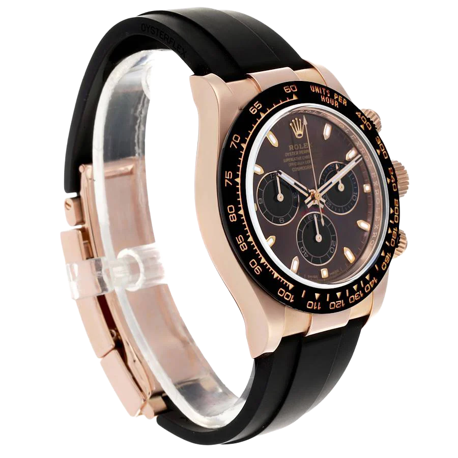 Daytona 40mm Rose Gold Oysterflex Chocolate Dial Mens Watch 116515