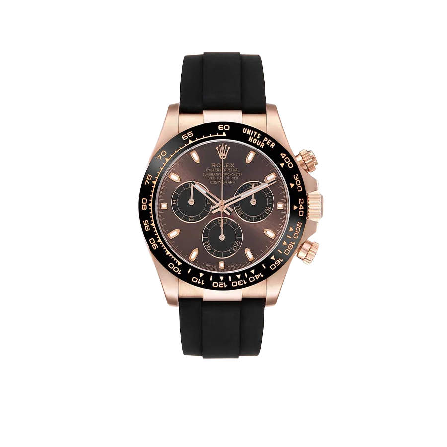 Daytona 40mm Rose Gold Oysterflex Chocolate Dial Mens Watch 116515