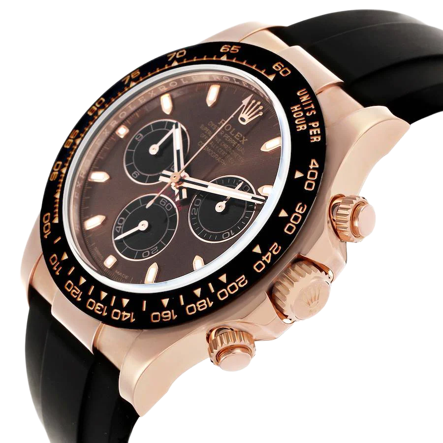 Daytona 40mm Rose Gold Oysterflex Chocolate Dial Mens Watch 116515