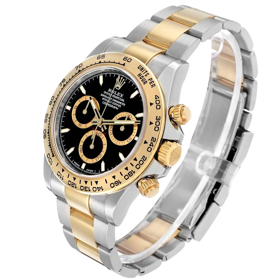 Daytona 40mm Steel Yellow Gold Black Dial Mens Watch 126503