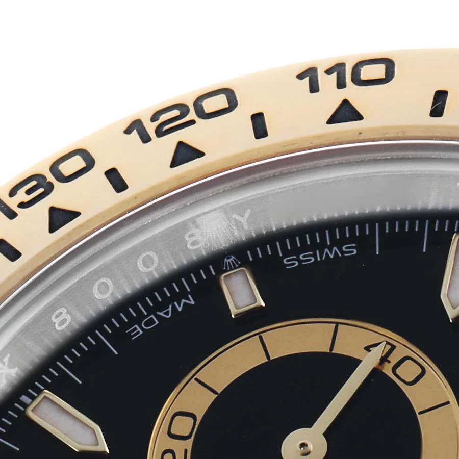 Daytona 40mm Steel Yellow Gold Black Dial Mens Watch 126503