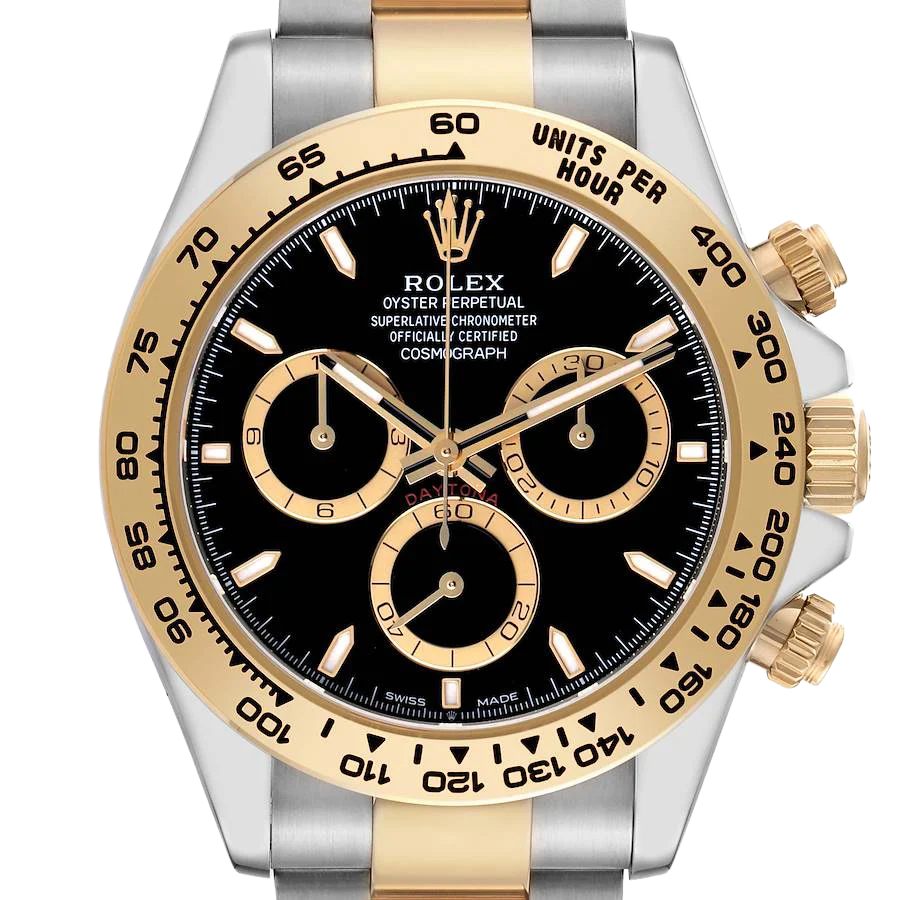 Daytona 40mm Steel Yellow Gold Black Dial Mens Watch 126503