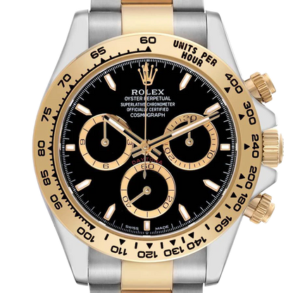 Daytona 40mm Steel Yellow Gold Black Dial Mens Watch 126503