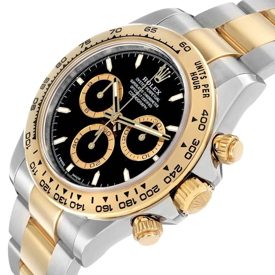 Daytona 40mm Steel Yellow Gold Black Dial Mens Watch 126503
