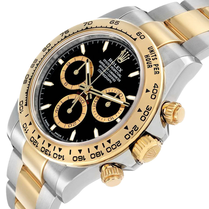 Daytona 40mm Steel Yellow Gold Black Dial Mens Watch 126503