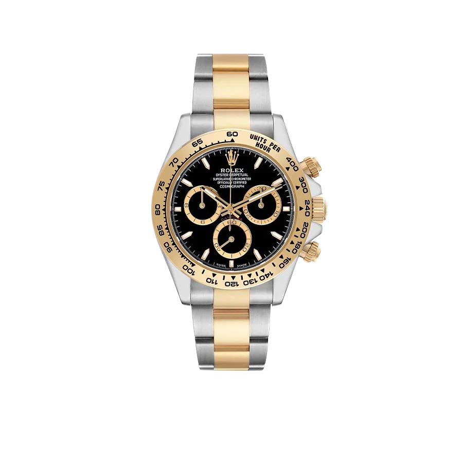 Daytona 40mm Steel Yellow Gold Black Dial Mens Watch 126503