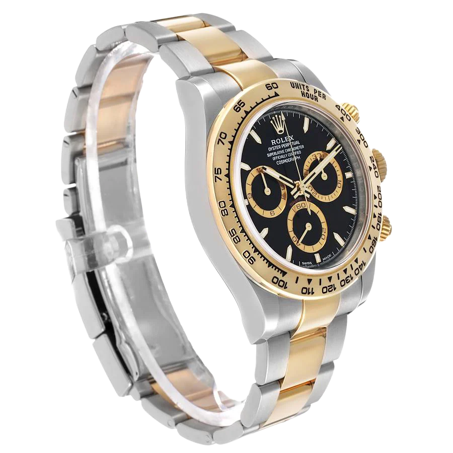 Daytona 40mm Steel Yellow Gold Black Dial Mens Watch 126503