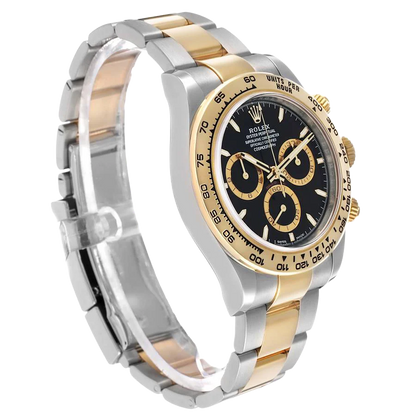 Daytona 40mm Steel Yellow Gold Black Dial Mens Watch 126503