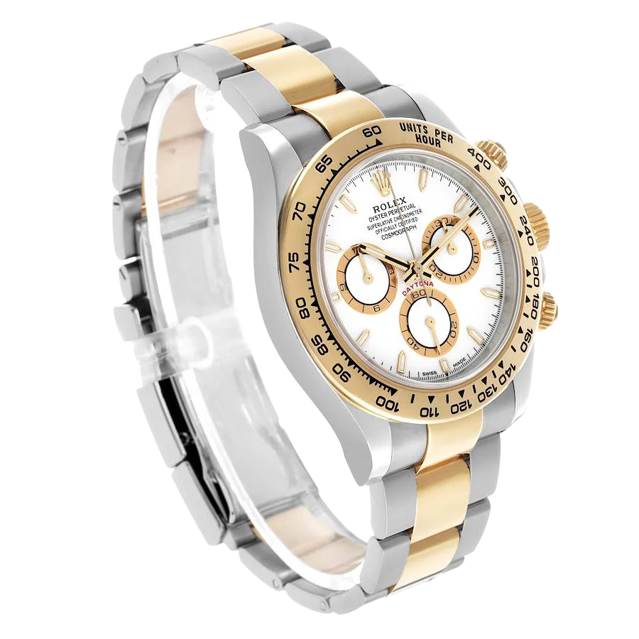 Daytona 40mm Steel Yellow Gold White Dial Mens Watch 126503