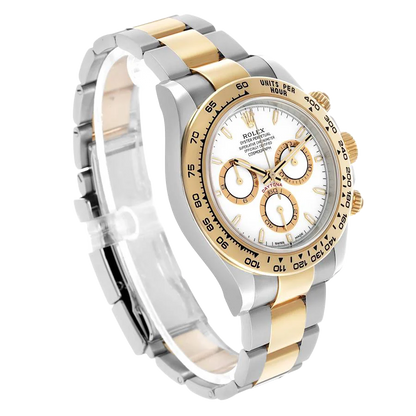 Daytona 40mm Steel Yellow Gold White Dial Mens Watch 126503