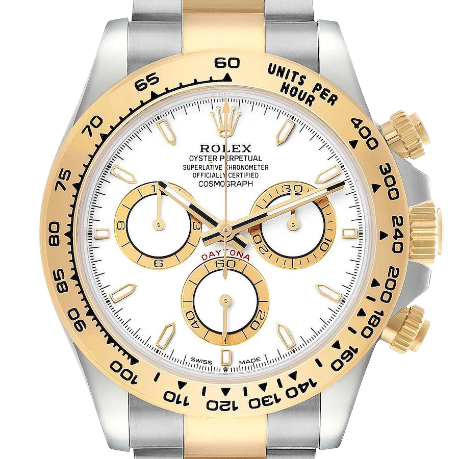 Daytona 40mm Steel Yellow Gold White Dial Mens Watch 126503