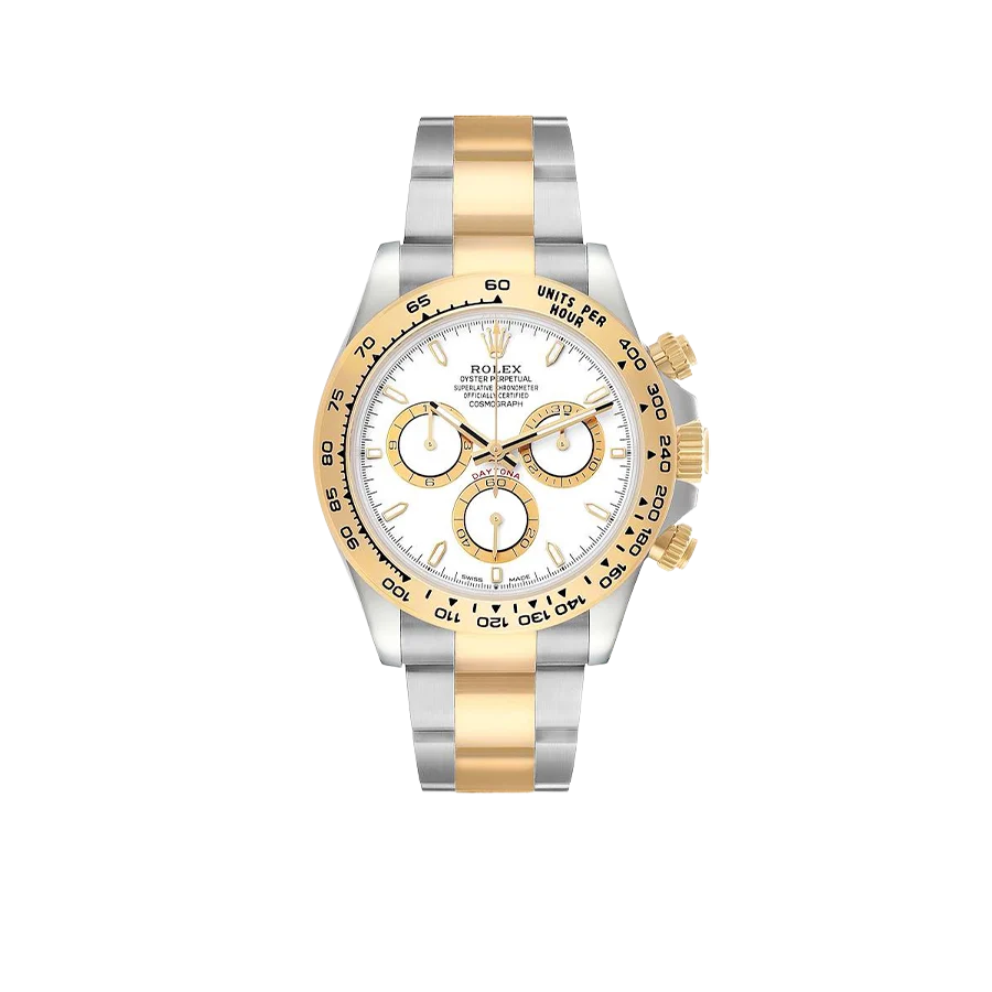 Daytona 40mm Steel Yellow Gold White Dial Mens Watch 126503