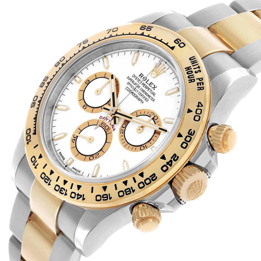 Daytona 40mm Steel Yellow Gold White Dial Mens Watch 126503