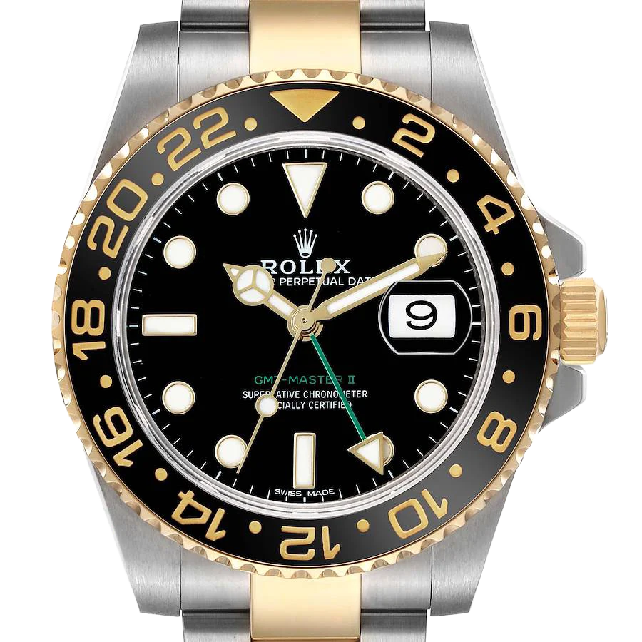 GMT Master II 40mm Steel Yellow Gold Mens Watch 116713