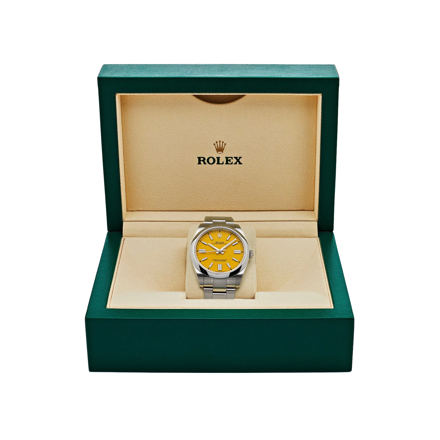 Oyster Perpetual 41mm Stainless Steel Yellow Dial Men Watch 124300-0004