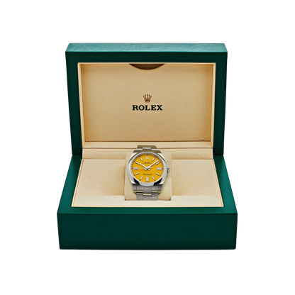 Oyster Perpetual 41mm Stainless Steel Yellow Dial Men Watch 124300-0004