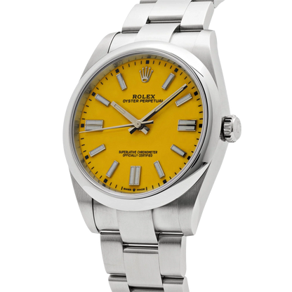 Oyster Perpetual 41mm Stainless Steel Yellow Dial Men Watch 124300-0004