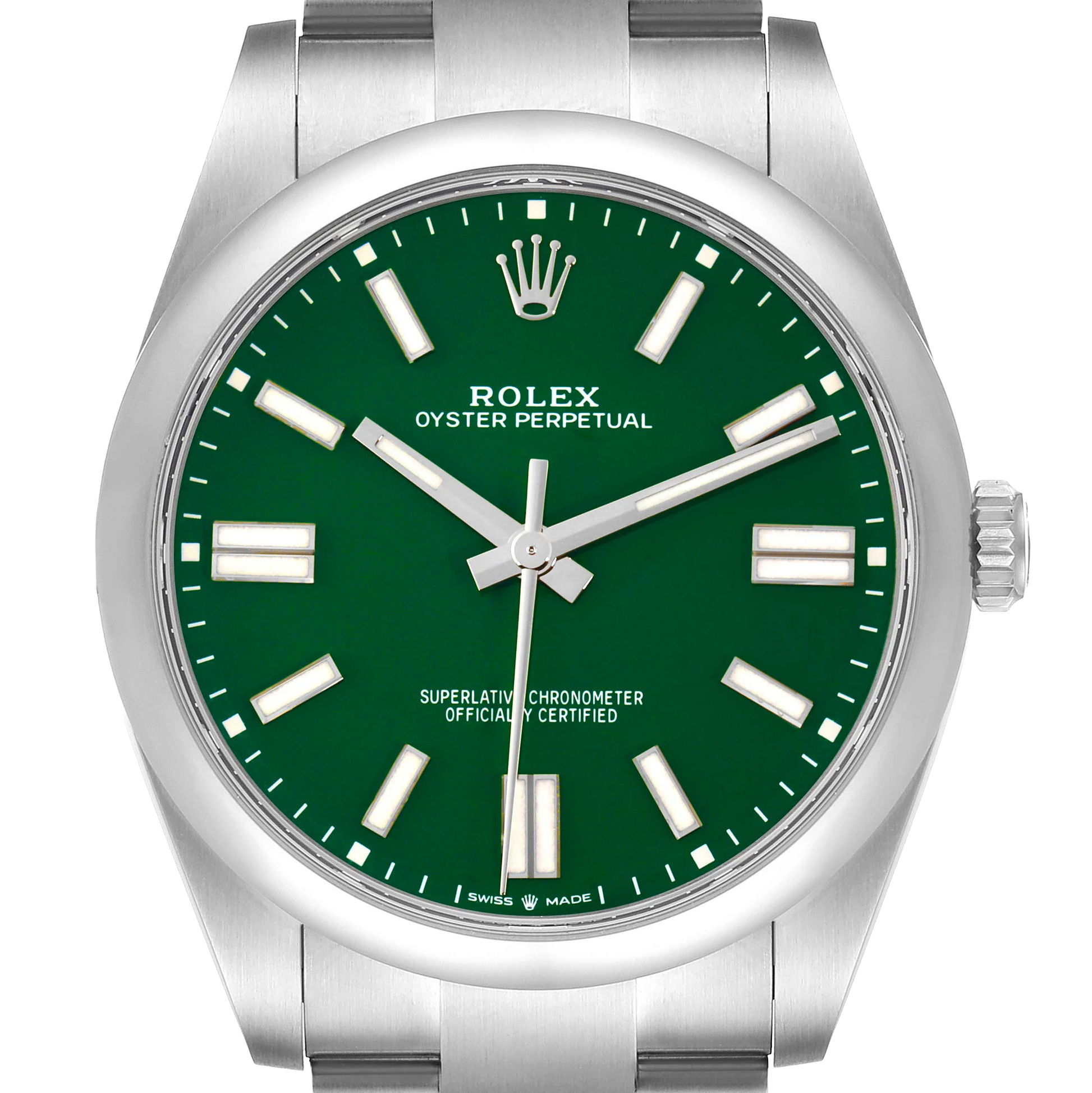 Oyster Perpetual 41mm Green Dial Steel Mens Watch 124300