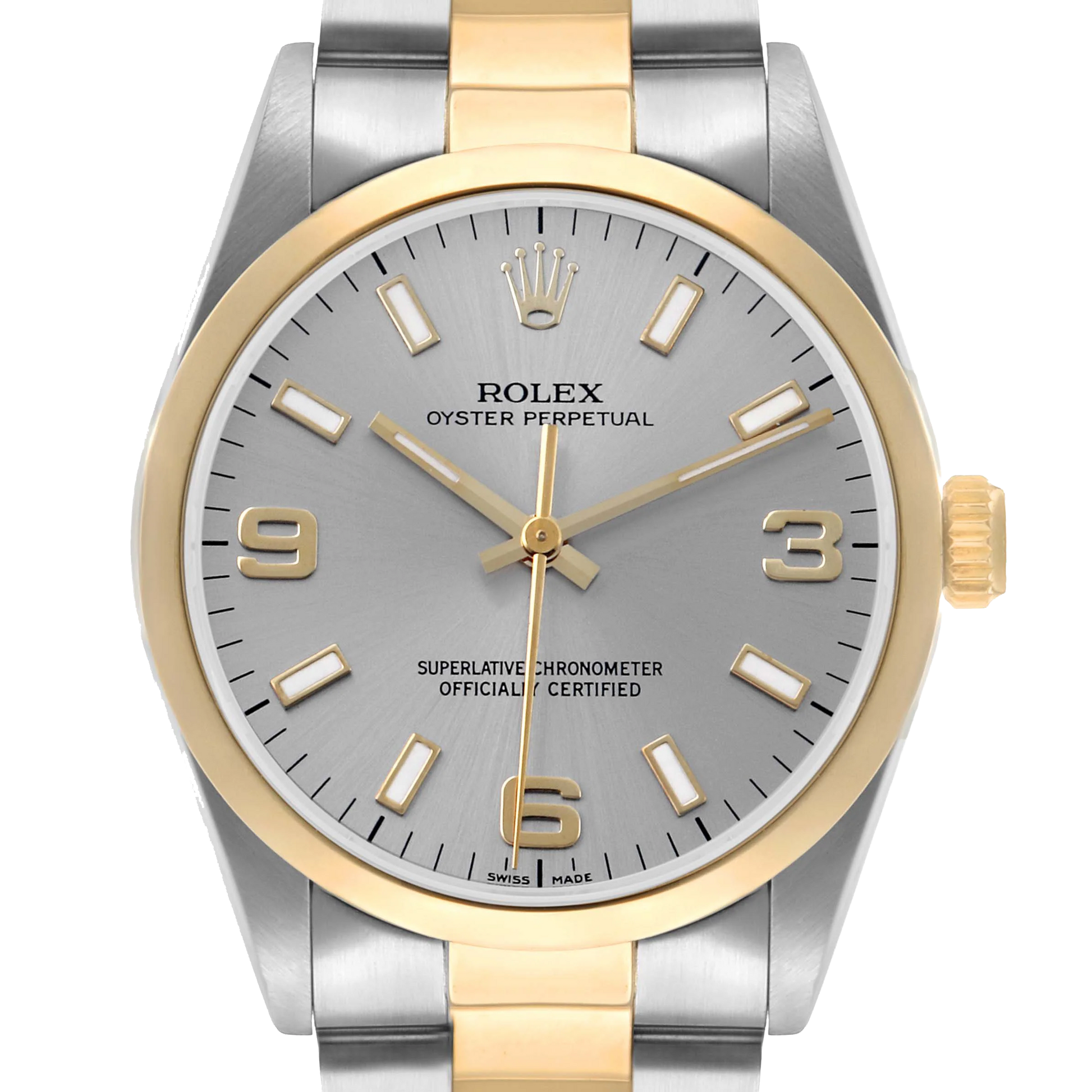 Oyster Perpetual 34mm Steel Yellow Gold Slate Dial Mens Watch 14203