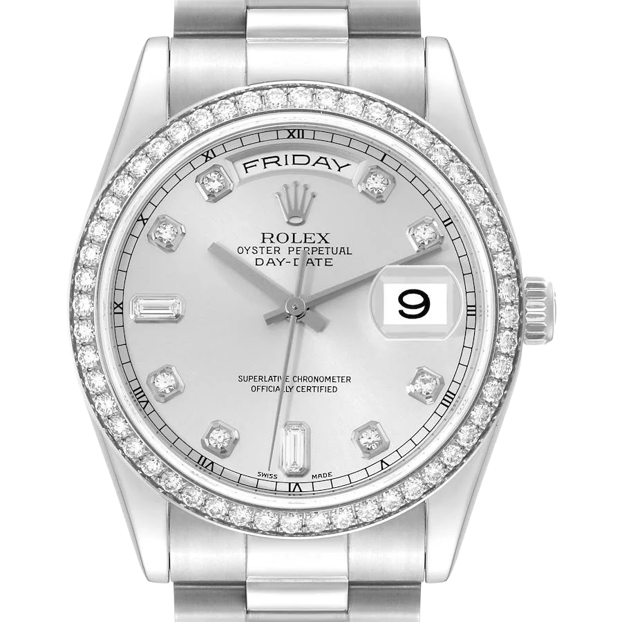 President Day-Date 36mm Platinum Diamond Mens Watch 118346