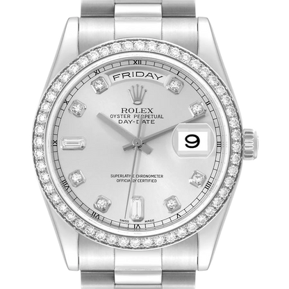 President Day-Date 36mm Platinum Diamond Mens Watch 118346