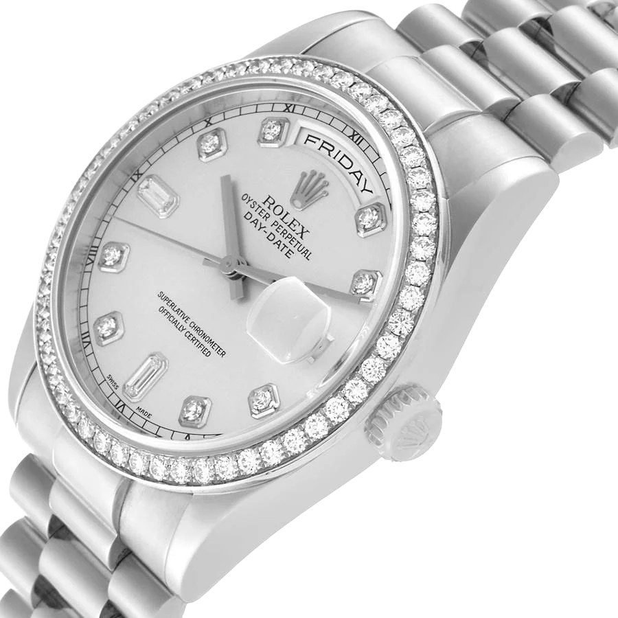 President Day-Date 36mm Platinum Diamond Mens Watch 118346