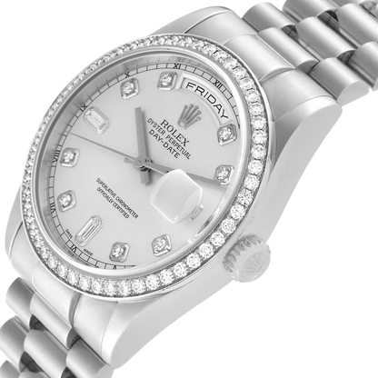 President Day-Date 36mm Platinum Diamond Mens Watch 118346