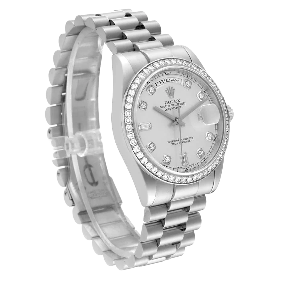 President Day-Date 36mm Platinum Diamond Mens Watch 118346