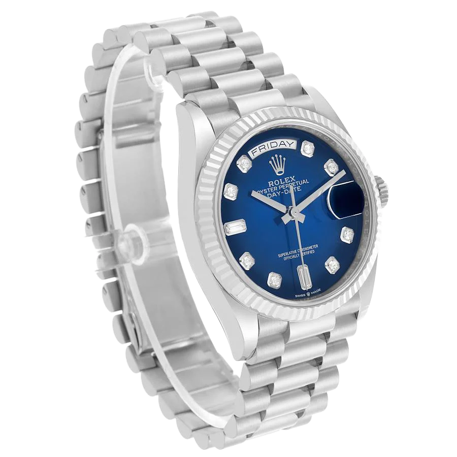 President Day-Date 36mm White Gold Ombre Diamond Dial Mens Watch 128239