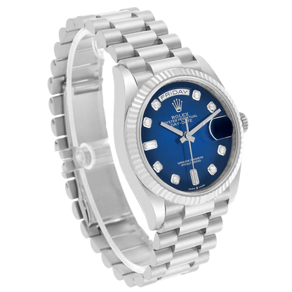 President Day-Date 36mm White Gold Ombre Diamond Dial Mens Watch 128239
