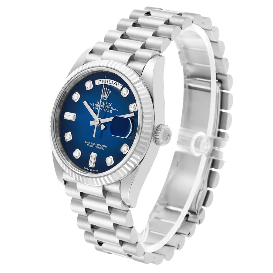 President Day-Date 36mm White Gold Ombre Diamond Dial Mens Watch 128239