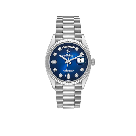 President Day-Date 36mm White Gold Ombre Diamond Dial Mens Watch 128239