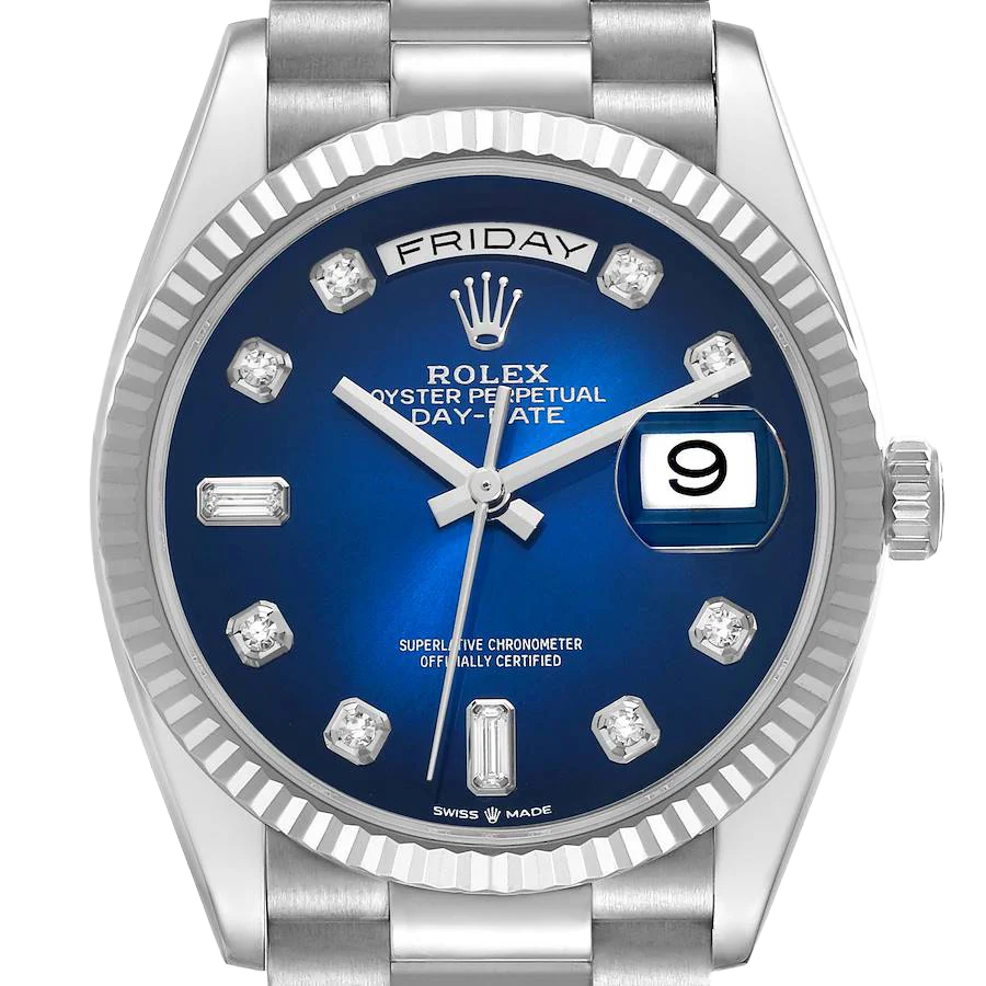 President Day-Date 36mm White Gold Ombre Diamond Dial Mens Watch 128239