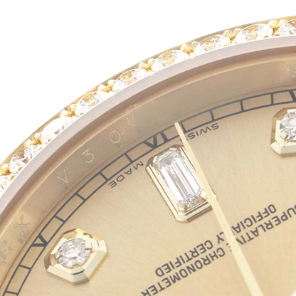 President Day-Date 36mm Yellow Gold Diamond Bezel Mens Watch 118348