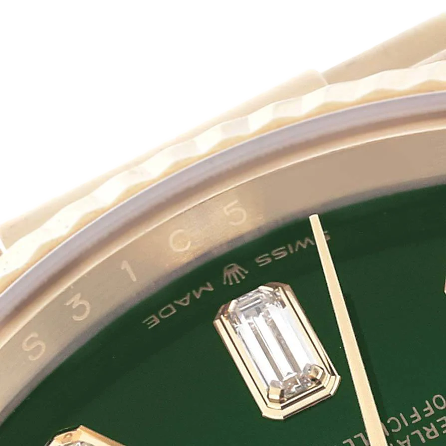 President Day-Date 36mm Yellow Gold Green Diamond Dial Mens Watch 128238
