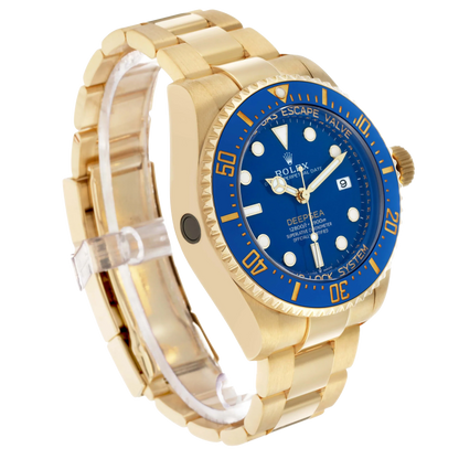Seadweller Deepsea 44mm Yellow Gold Blue Dial Mens Watch 136668