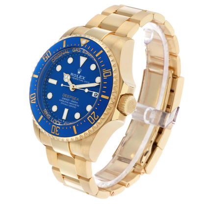 Seadweller Deepsea 44mm Yellow Gold Blue Dial Mens Watch 136668