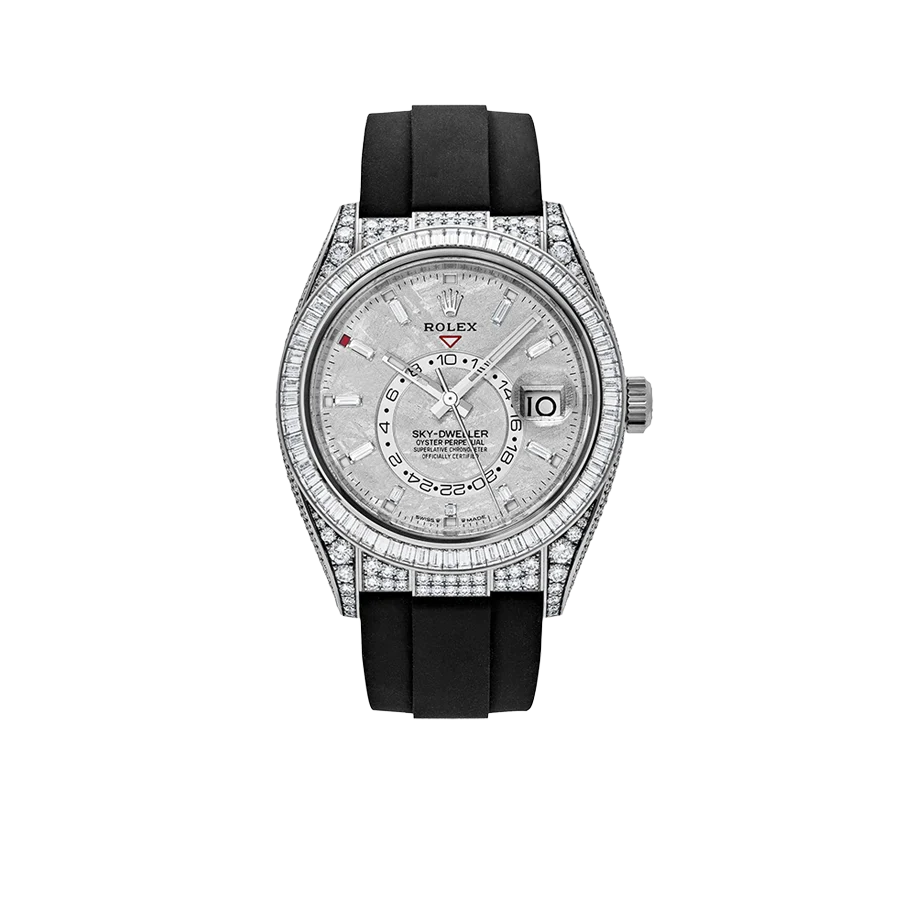 Sky-Dweller 42mm 18K White Gold Meteorite Dial Diamond Watch 326259TBR