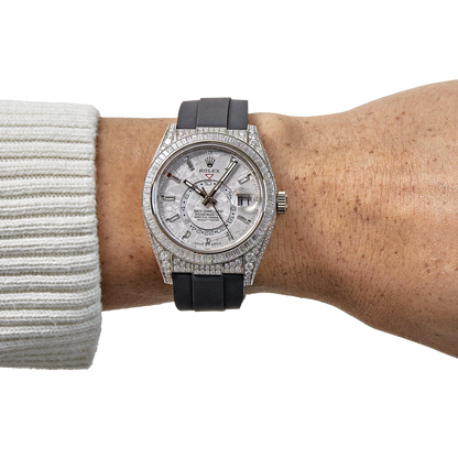 Sky-Dweller 42mm 18K White Gold Meteorite Dial Diamond Watch 326259TBR