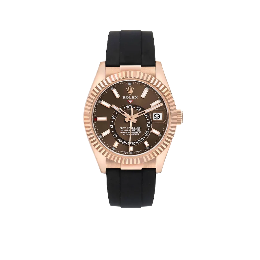 Sky-Dweller 42mm Rose Gold Chocolate Brown Dial Mens Watch 326235